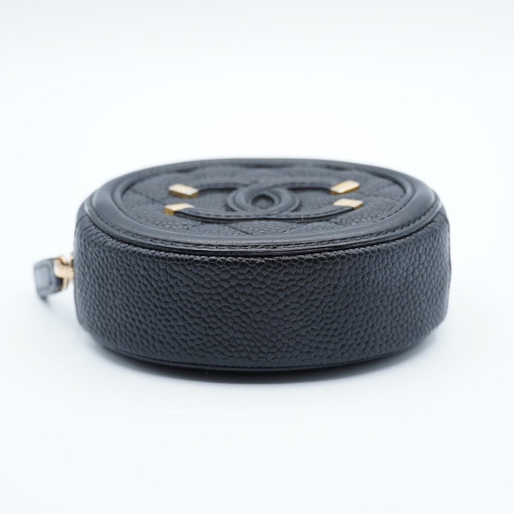 Chanel Black Quilted Caviar Leather Filigree Round Zip Coin Purse - Picture 5 of 7